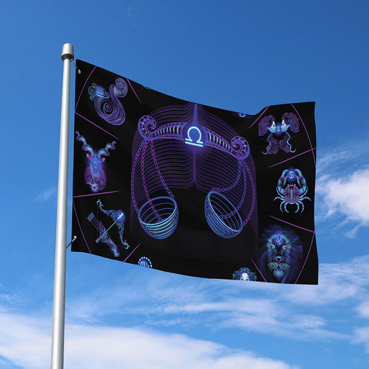 Libra And Astrological Signs Print Polyester Flag
