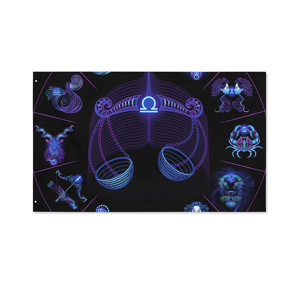 Libra And Astrological Signs Print Polyester Flag