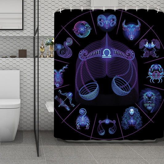 Libra And Astrological Signs Print Polyester Shower Curtain