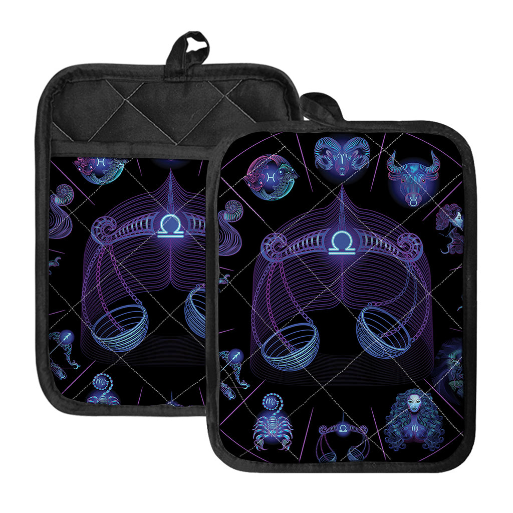Libra And Astrological Signs Print Pot Holders With Pocket