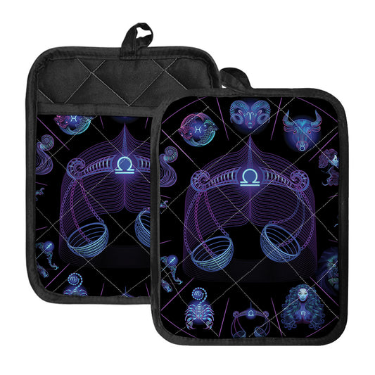 Libra And Astrological Signs Print Pot Holders With Pocket