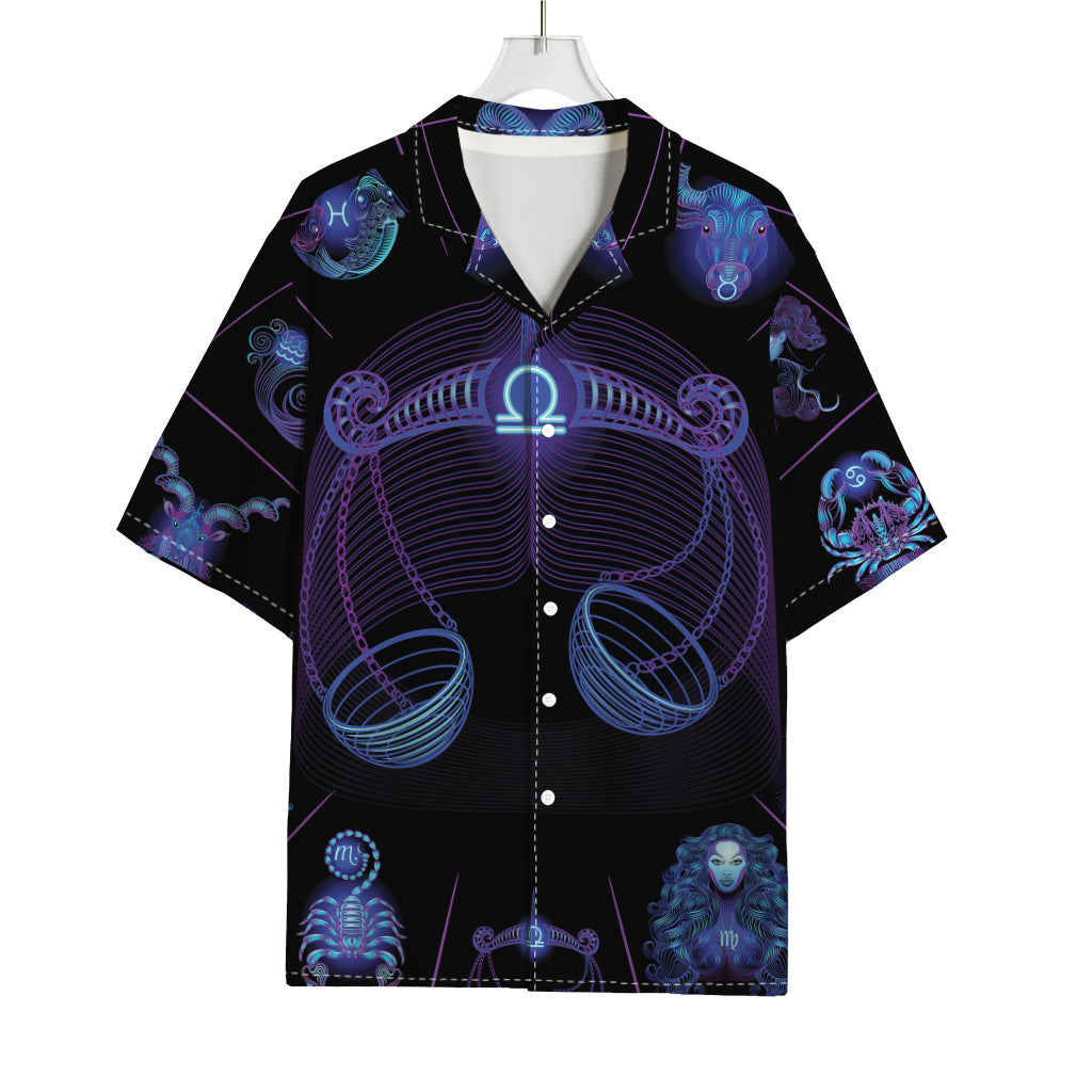 Libra And Astrological Signs Print Rayon Hawaiian Shirt