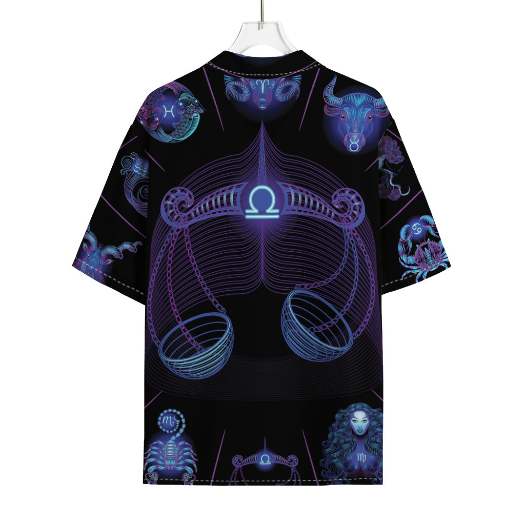 Libra And Astrological Signs Print Rayon Hawaiian Shirt