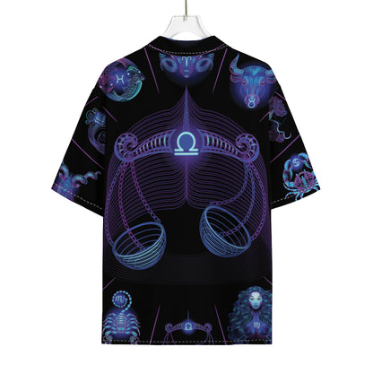 Libra And Astrological Signs Print Rayon Hawaiian Shirt