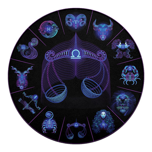Libra And Astrological Signs Print Round Blanket