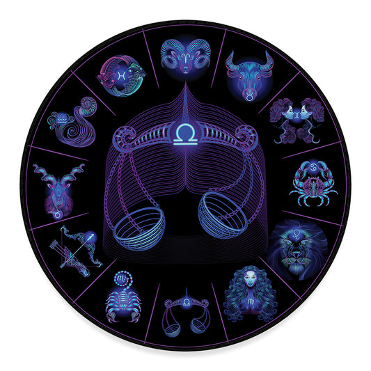 Libra And Astrological Signs Print Round Floor Mat