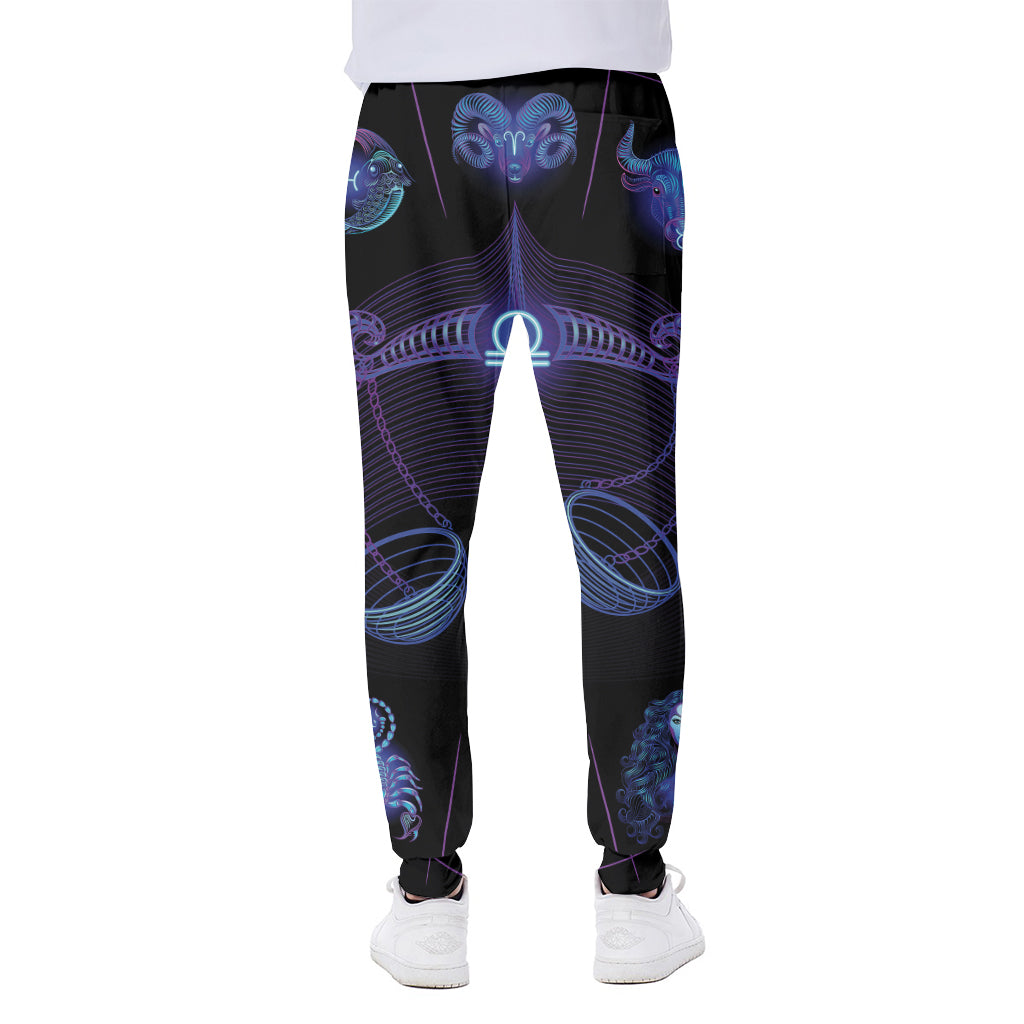 Libra And Astrological Signs Print Scuba Joggers