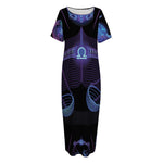 Libra And Astrological Signs Print Short Sleeve Long Nightdress