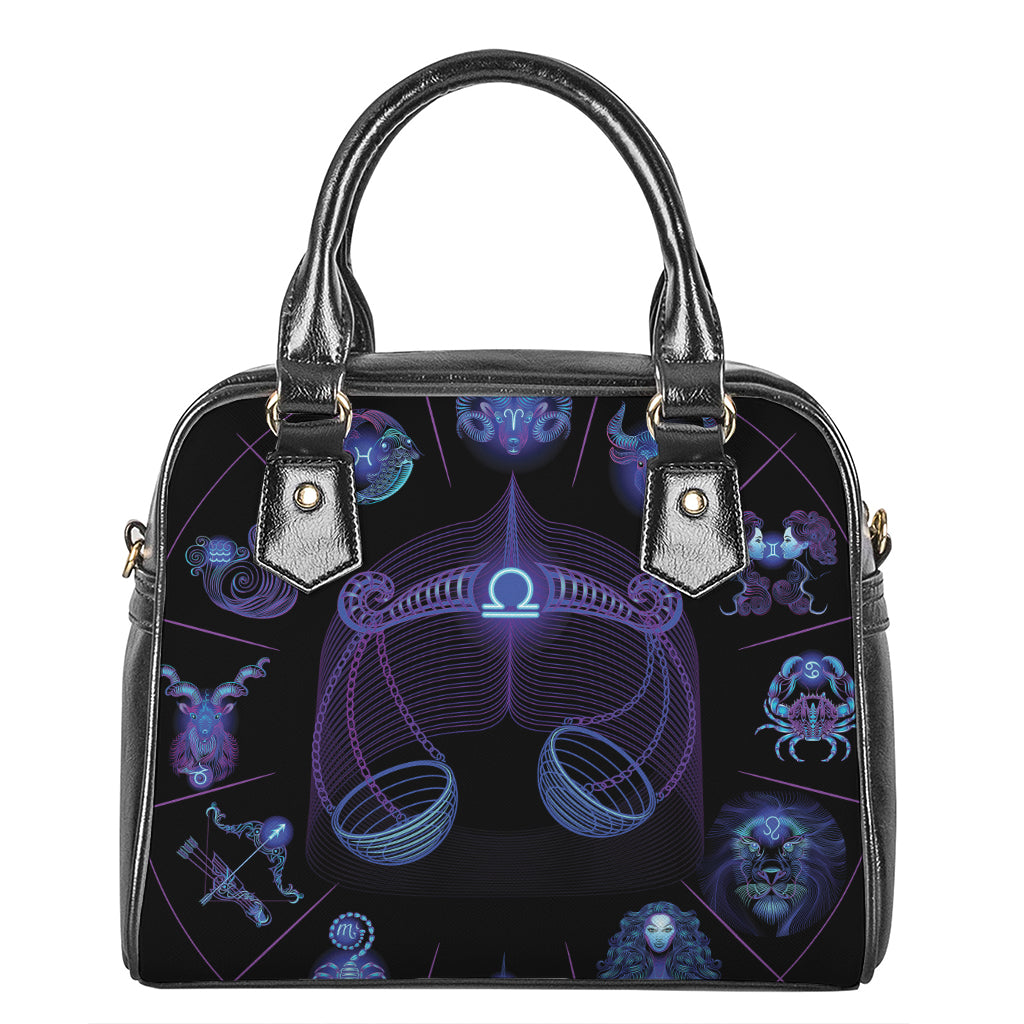Libra And Astrological Signs Print Shoulder Handbag