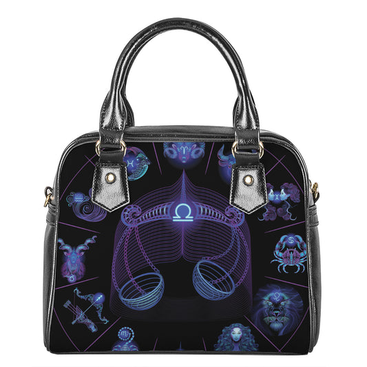 Libra And Astrological Signs Print Shoulder Handbag