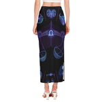 Libra And Astrological Signs Print Side Slit Maxi Skirt