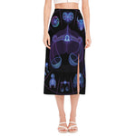 Libra And Astrological Signs Print Side Slit Midi Skirt