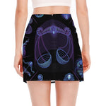 Libra And Astrological Signs Print Side Slit Mini Skirt