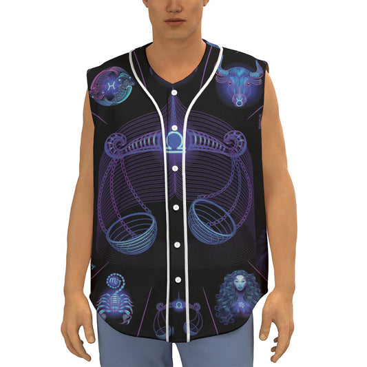 Libra And Astrological Signs Print Sleeveless Baseball Jersey