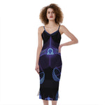 Libra And Astrological Signs Print Slim Fit Midi Cami Dress