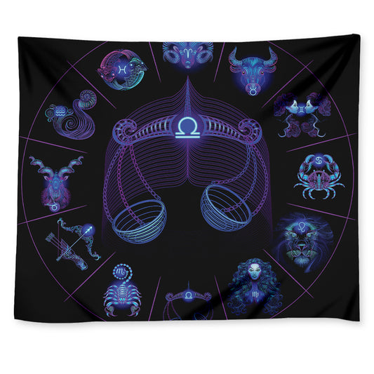 Libra And Astrological Signs Print Tapestry