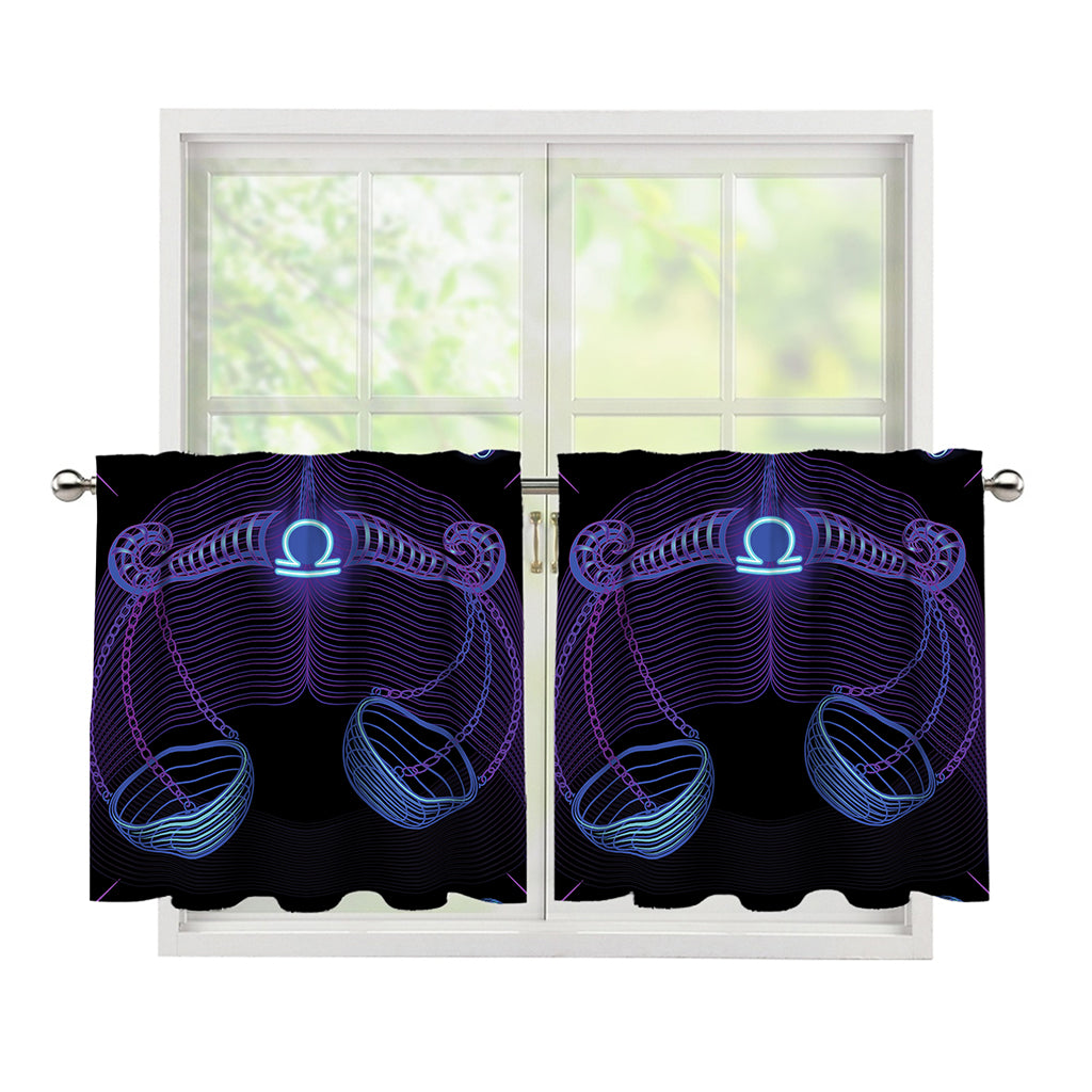 Libra And Astrological Signs Print Tier Curtains