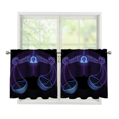 Libra And Astrological Signs Print Tier Curtains