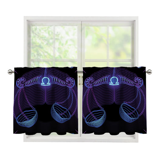 Libra And Astrological Signs Print Tier Curtains