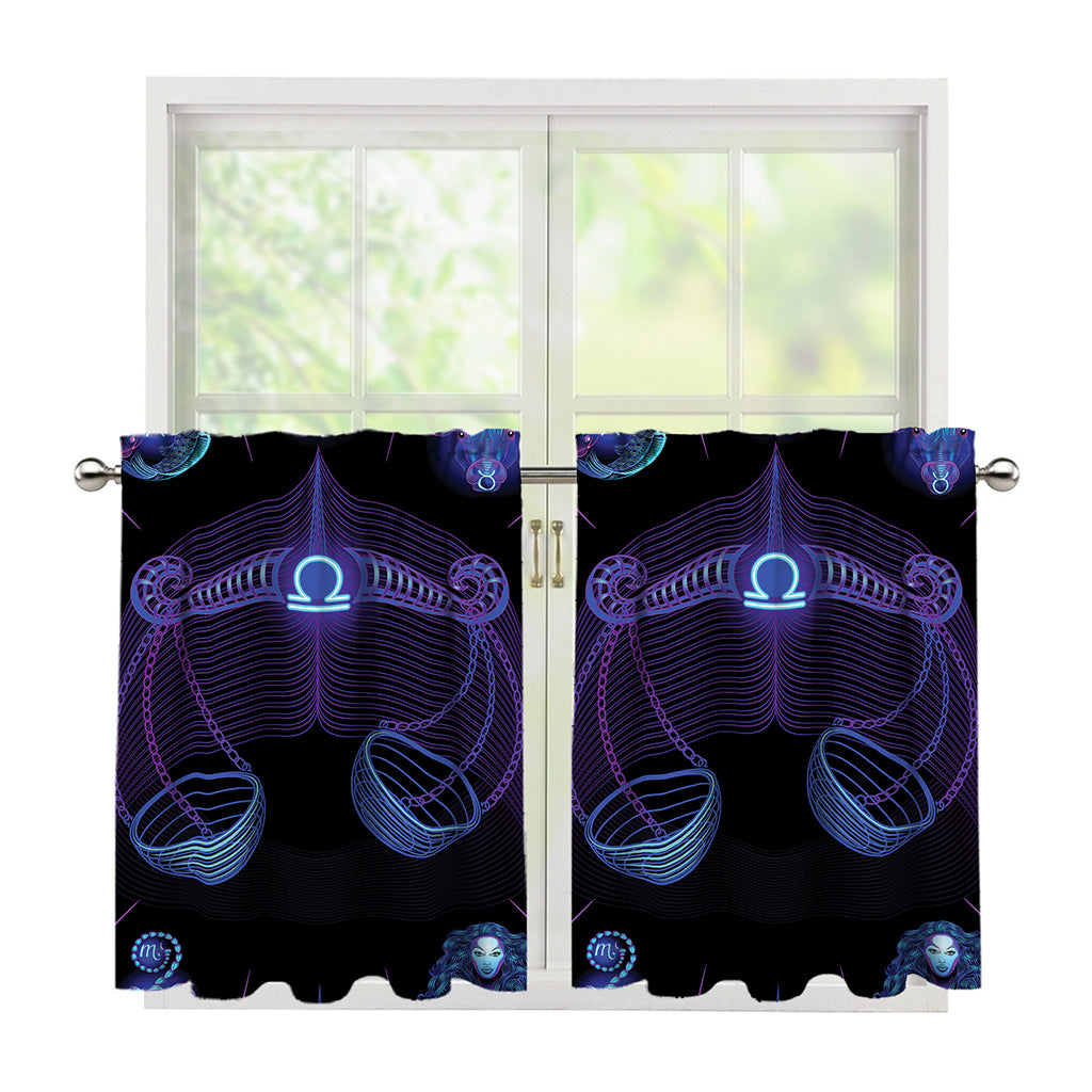 Libra And Astrological Signs Print Tier Curtains