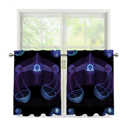 Libra And Astrological Signs Print Tier Curtains