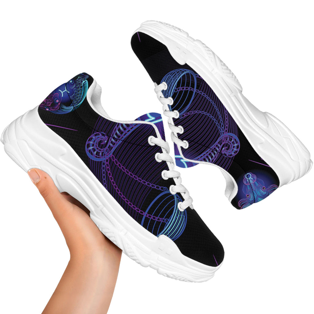 Libra And Astrological Signs Print White Chunky Shoes