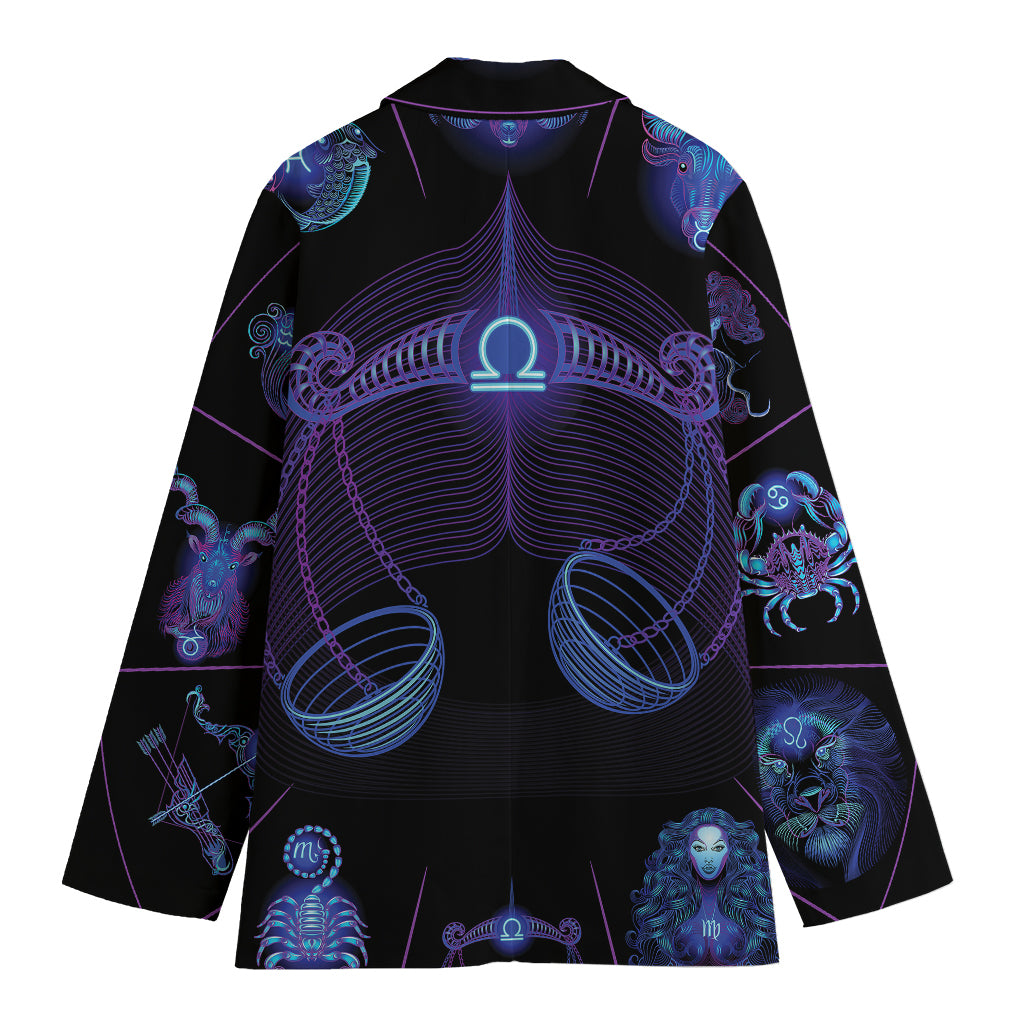 Libra And Astrological Signs Print Women's Cotton Blazer