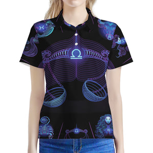 Libra And Astrological Signs Print Women's Polo Shirt