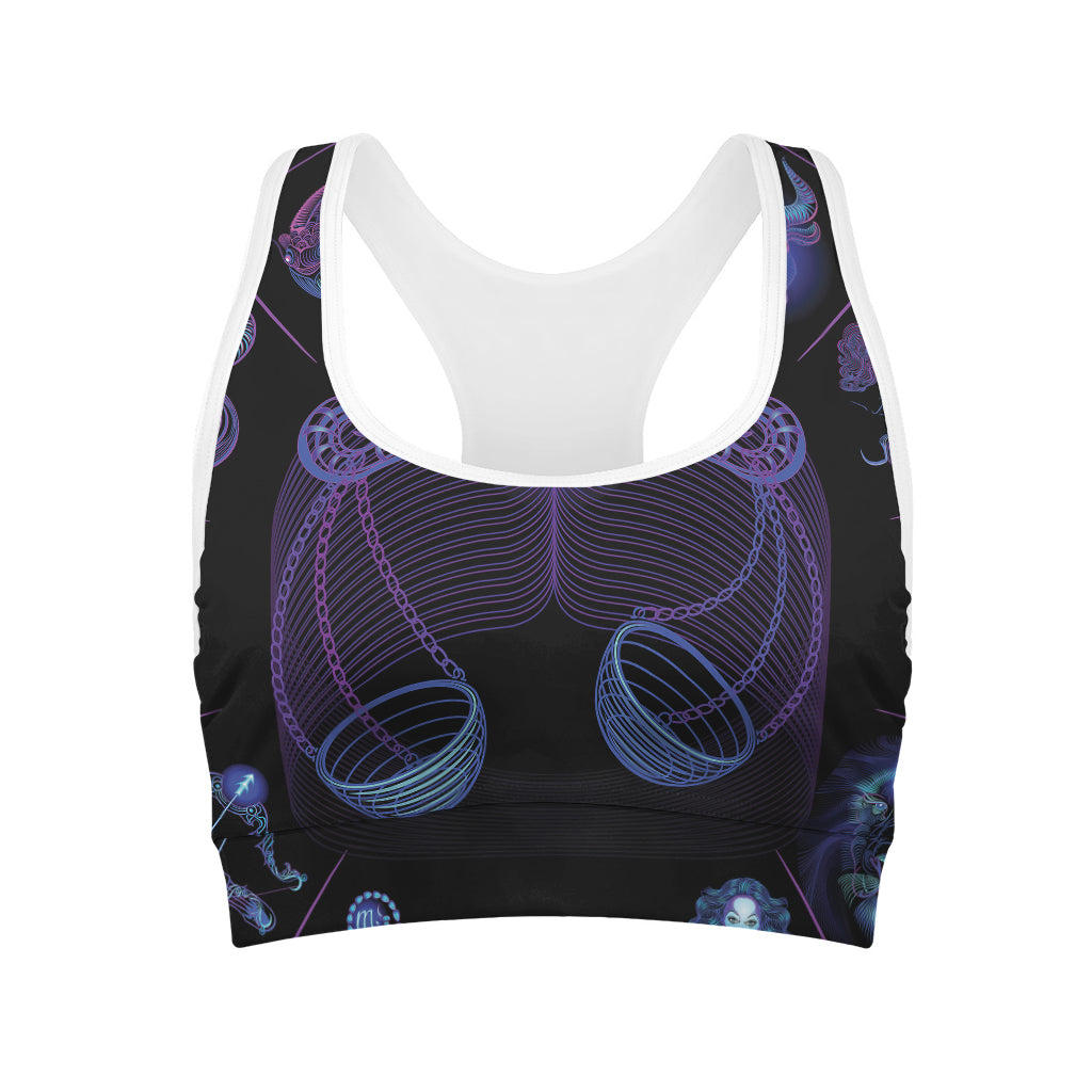 Libra And Astrological Signs Print Women's Sports Bra
