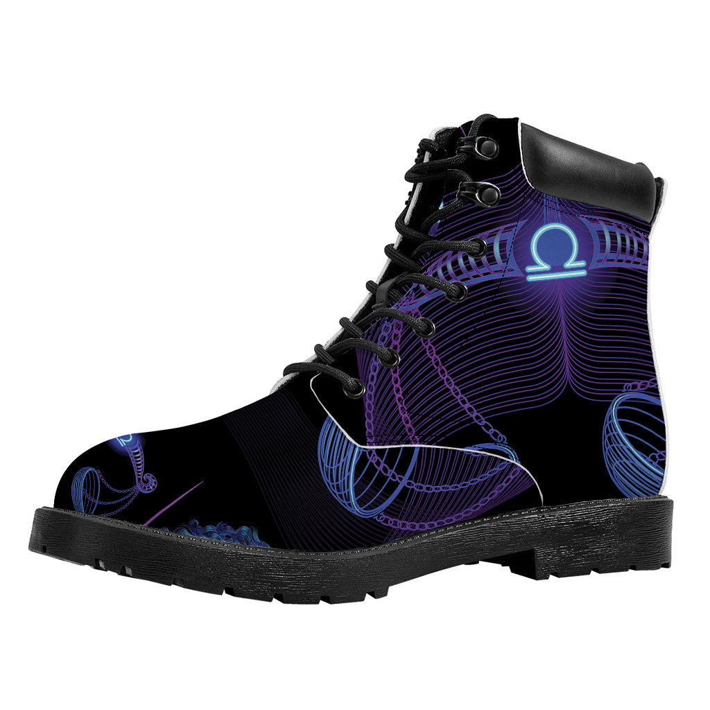 Libra And Astrological Signs Print Work Boots