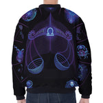 Libra And Astrological Signs Print Zip Sleeve Bomber Jacket