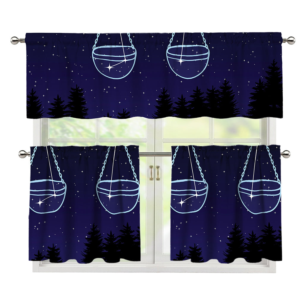 Libra Constellation Print 3 Piece Kitchen Curtains