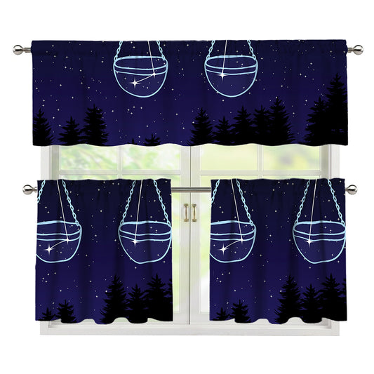 Libra Constellation Print 3 Piece Kitchen Curtains