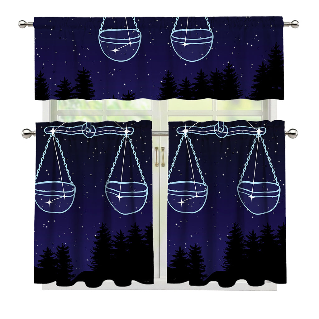Libra Constellation Print 3 Piece Kitchen Curtains