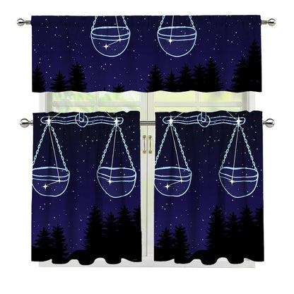 Libra Constellation Print 3 Piece Kitchen Curtains