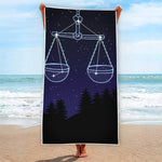 Libra Constellation Print Beach Towel