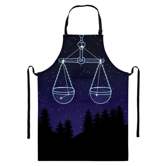 Libra Constellation Print Bib Apron With Pocket