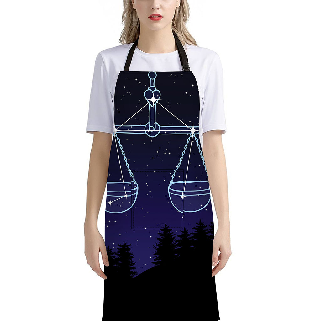 Libra Constellation Print Bib Apron With Pocket