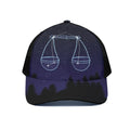 Libra Constellation Print Black Mesh Trucker Hat