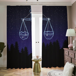 Libra Constellation Print Blackout Pencil Pleat Curtains