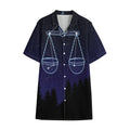 Libra Constellation Print Cotton Hawaiian Shirt