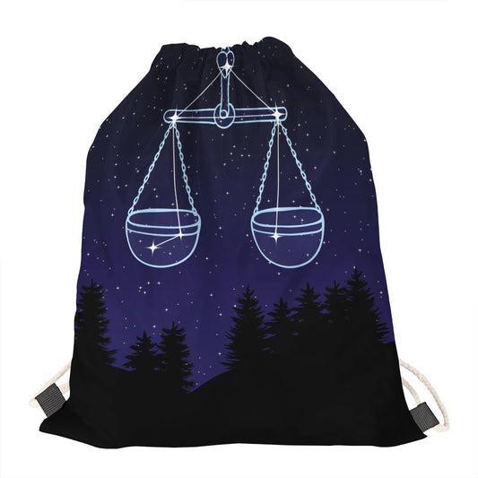 Libra Constellation Print Drawstring Bag
