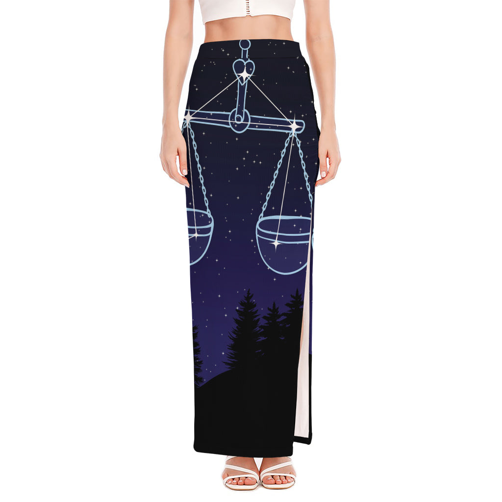 Libra Constellation Print High Slit Maxi Skirt