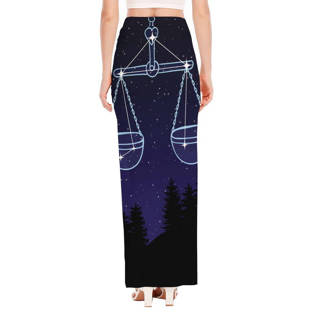 Libra Constellation Print High Slit Maxi Skirt