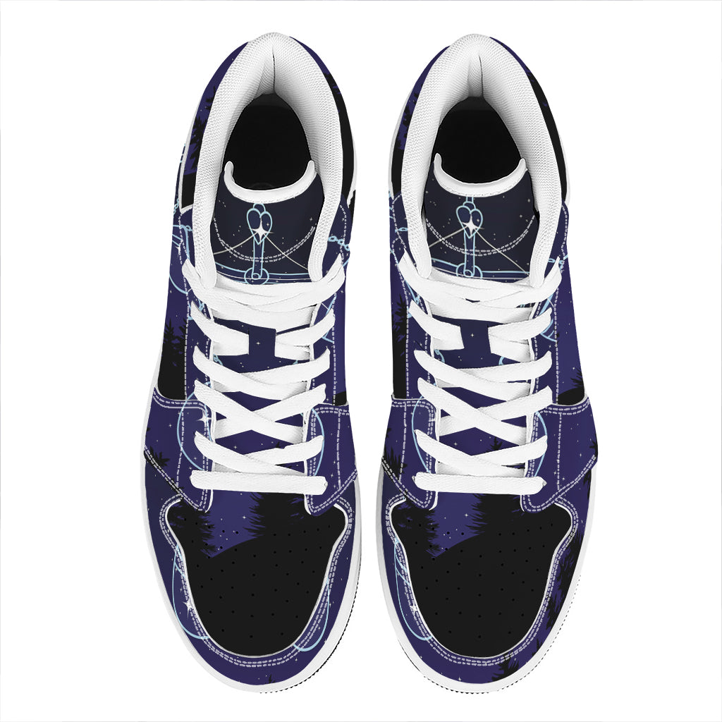 Libra Constellation Print High Top Leather Sneakers