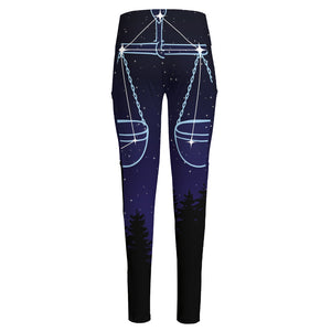 Libra Constellation Print High-Waisted Pocket Leggings