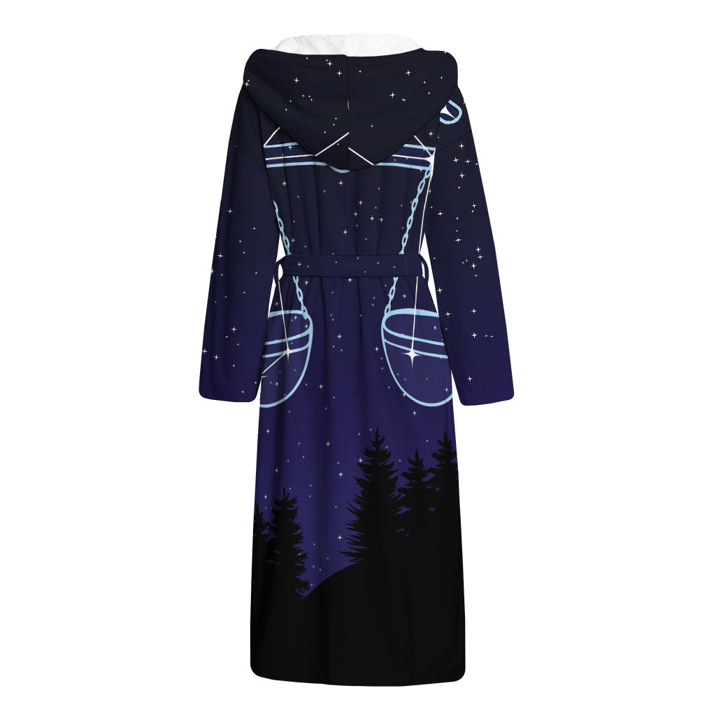 Libra Constellation Print Hooded Bathrobe