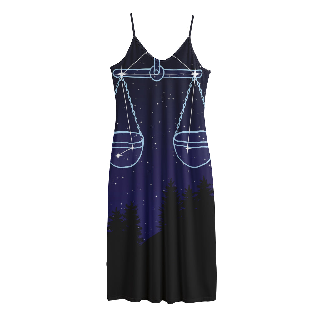 Libra Constellation Print Jersey Midi Cami Dress
