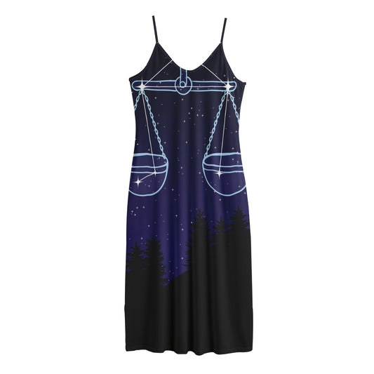 Libra Constellation Print Jersey Midi Cami Dress