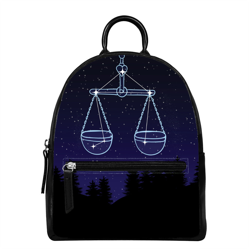 Libra Constellation Print Leather Backpack